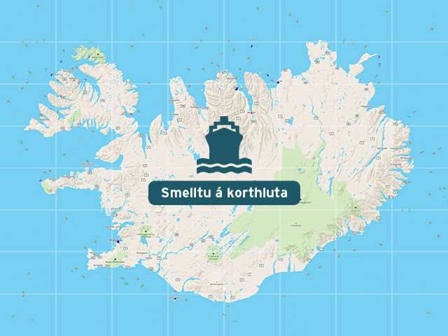 Kort af Íslandi og miðunum