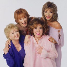 Fjrar Hollywood-stjrnur: Debbie Reynolds, Shirley MacLaine, Elizabeth Taylor og Joan Collins.