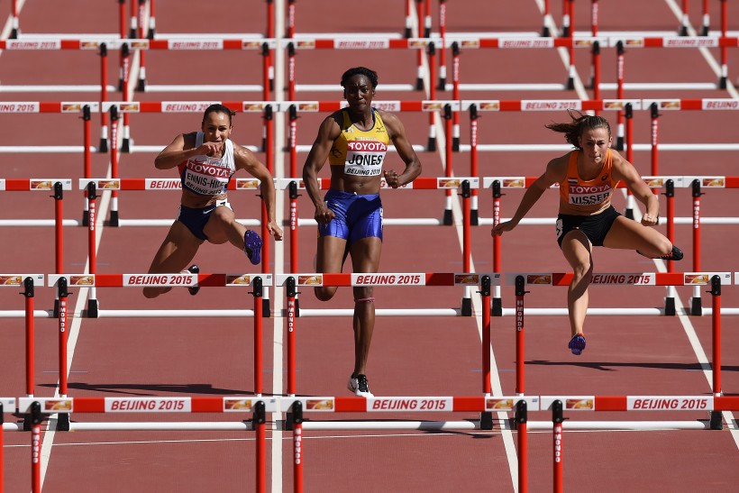 Jessica Ennis-Hill í grindahlaupi. 