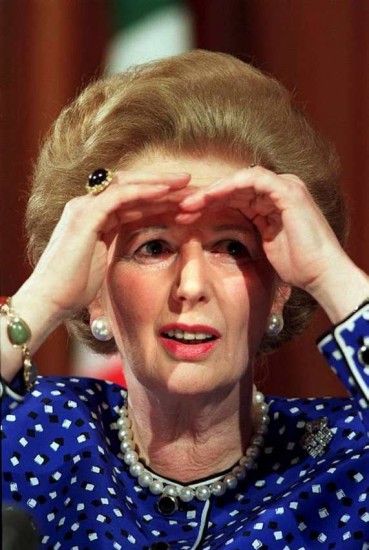 30. maí 1989. Margaret Thatcher á blaðamannafundi eftir fund hjá Nato í Brussel.